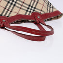 BURBERRY Nova Check Blue Label Tote Bag Canvas Beige Auth 136920-7