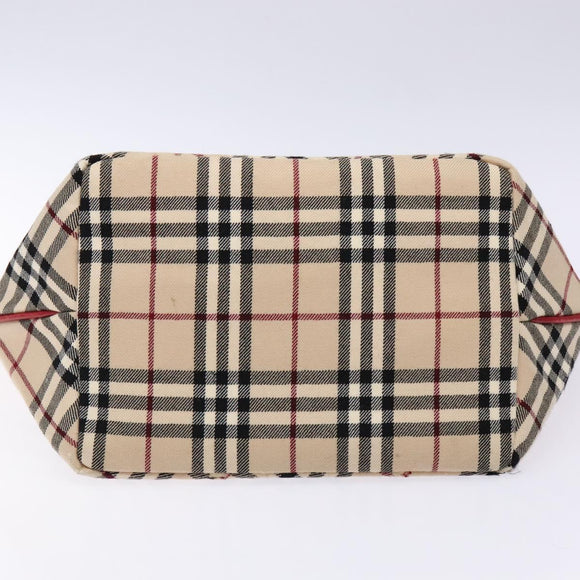 BURBERRY Nova Check Blue Label Tote Bag Canvas Beige Auth 136920