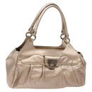 Salvatore Ferragamo Gancini Hand Bag Leather Gold Auth 136922-1