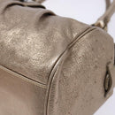 Salvatore Ferragamo Gancini Hand Bag Leather Gold Auth 136922-9
