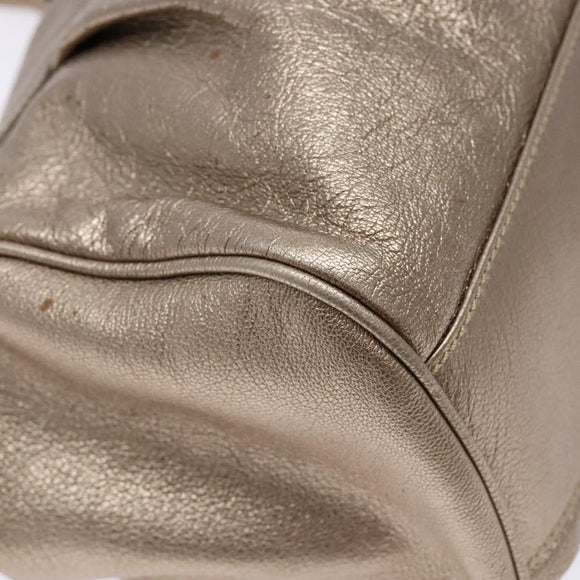 Salvatore Ferragamo Gancini Hand Bag Leather Gold Auth 136922