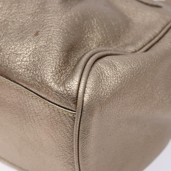 Salvatore Ferragamo Gancini Hand Bag Leather Gold Auth 136922