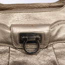 Salvatore Ferragamo Gancini Hand Bag Leather Gold Auth 136922-17