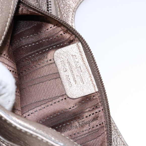 Salvatore Ferragamo Gancini Hand Bag Leather Gold Auth 136922