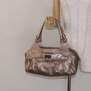 Salvatore Ferragamo Gancini Hand Bag Leather Gold Auth 136922-24