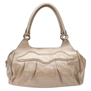 Salvatore Ferragamo Gancini Hand Bag Leather Gold Auth 136922 - 0