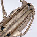 Salvatore Ferragamo Gancini Hand Bag Leather Gold Auth 136922-6