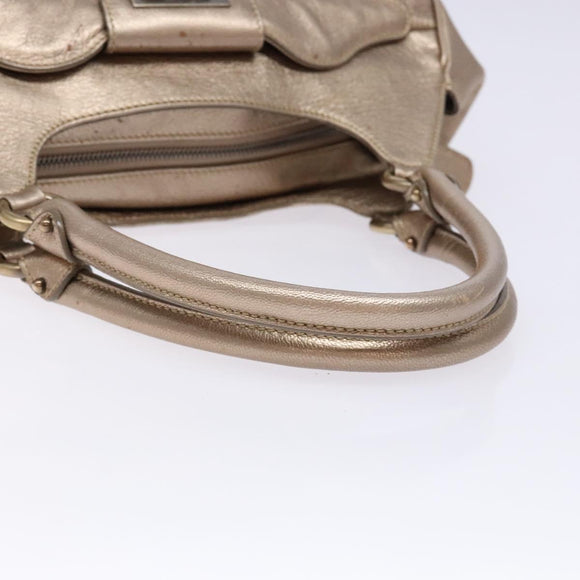 Salvatore Ferragamo Gancini Hand Bag Leather Gold Auth 136922