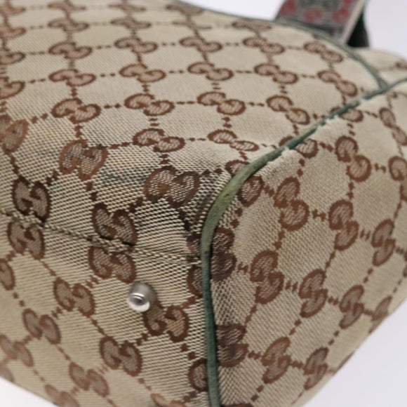 GUCCI GG Canvas Web Sherry Line Tote Bag Beige Green Red 115810 Auth 136923