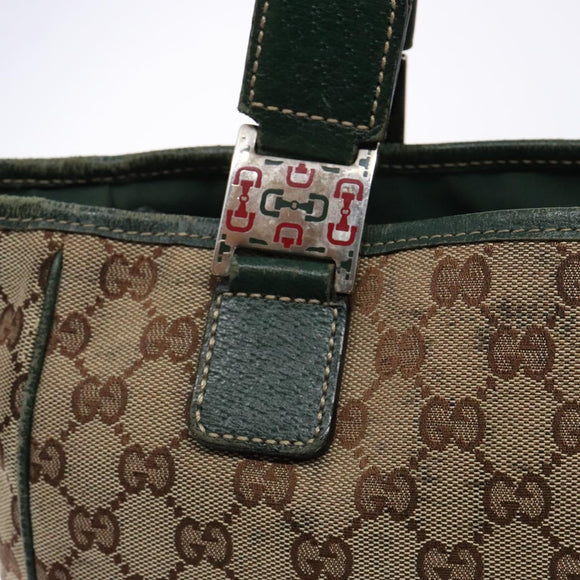 GUCCI GG Canvas Web Sherry Line Tote Bag Beige Green Red 115810 Auth 136923