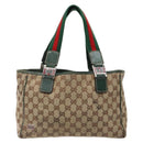 GUCCI GG Canvas Web Sherry Line Tote Bag Beige Green Red 115810 Auth 136923-13
