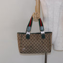 GUCCI GG Canvas Web Sherry Line Tote Bag Beige Green Red 115810 Auth 136923-23