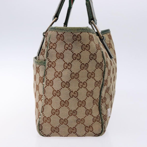 GUCCI GG Canvas Web Sherry Line Tote Bag Beige Green Red 115810 Auth 136923