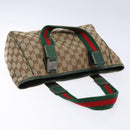 GUCCI GG Canvas Web Sherry Line Tote Bag Beige Green Red 115810 Auth 136923-6