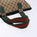 GUCCI GG Canvas Web Sherry Line Tote Bag Beige Green Red 115810 Auth 136923-7