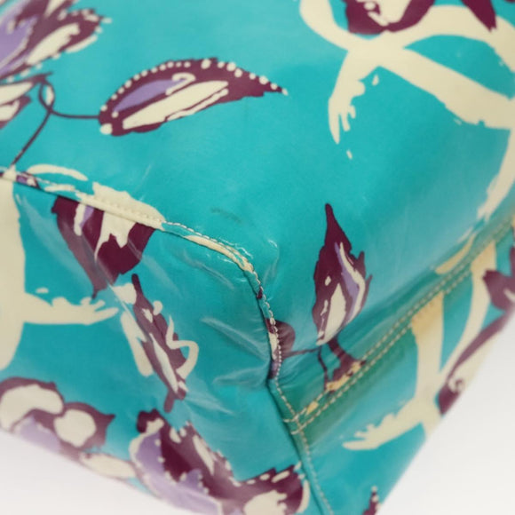 CHANEL Tote Bag Vinyl Blue Silver CC Auth 136970