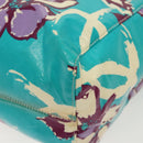 CHANEL Tote Bag Vinyl Blue Silver CC Auth 136970-16