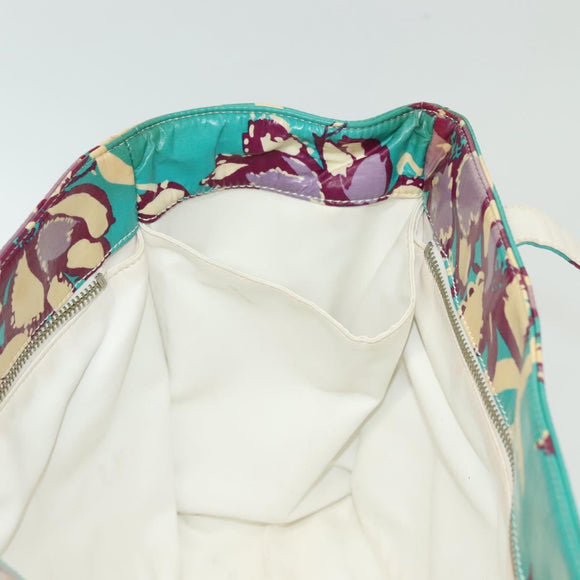 CHANEL Tote Bag Vinyl Blue Silver CC Auth 136970