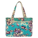 CHANEL Tote Bag Vinyl Blue Silver CC Auth 136970-13