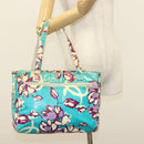 CHANEL Tote Bag Vinyl Blue Silver CC Auth 136970-21