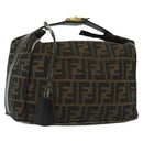 FENDI Zucca Canvas Vanity Pouch Black Brown Auth 136971-1