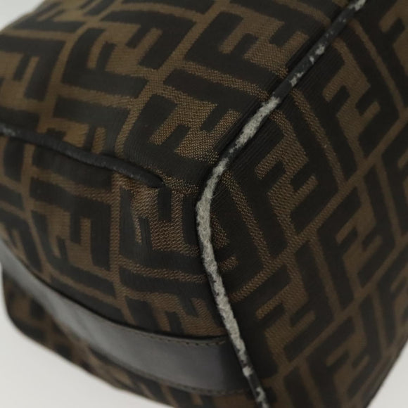 FENDI Zucca Canvas Vanity Pouch Black Brown Auth 136971