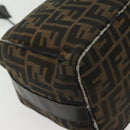 FENDI Zucca Canvas Vanity Pouch Black Brown Auth 136971-17