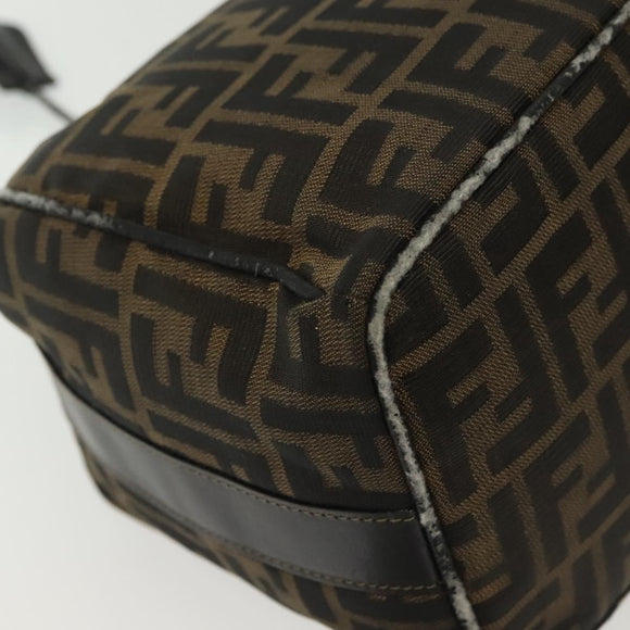 FENDI Zucca Canvas Vanity Pouch Black Brown Auth 136971