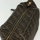 FENDI Zucca Canvas Vanity Pouch Black Brown Auth 136971-8