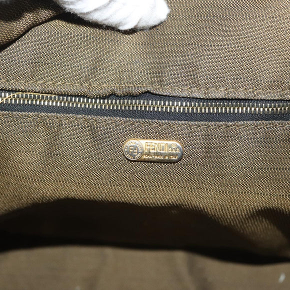 FENDI Zucca Canvas Vanity Pouch Black Brown Auth 136971