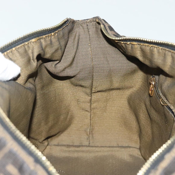 FENDI Zucca Canvas Vanity Pouch Black Brown Auth 136971