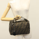 FENDI Zucca Canvas Vanity Pouch Black Brown Auth 136971-24