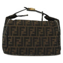 FENDI Zucca Canvas Vanity Pouch Black Brown Auth 136971-2