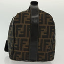 FENDI Zucca Canvas Vanity Pouch Black Brown Auth 136971-3