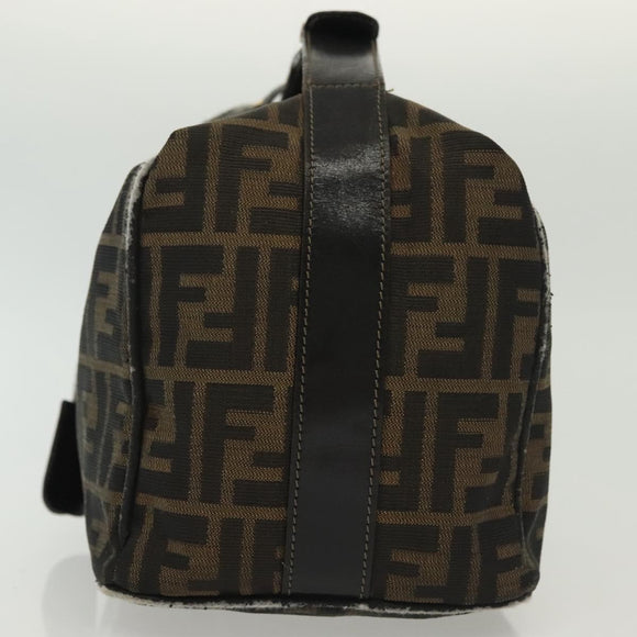 FENDI Zucca Canvas Vanity Pouch Black Brown Auth 136971