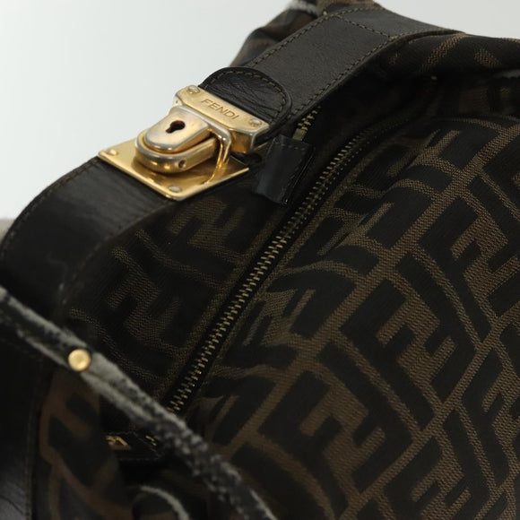 FENDI Zucca Canvas Vanity Pouch Black Brown Auth 136971