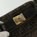 FENDI Zucca Canvas Vanity Pouch Black Brown Auth 136971-14