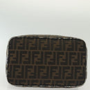 FENDI Zucca Canvas Vanity Pouch Black Brown Auth 136971-5
