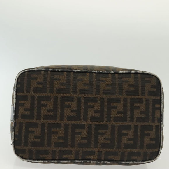 FENDI Zucca Canvas Vanity Pouch Black Brown Auth 136971
