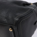 Salvatore Ferragamo Gancini Hand Bag Leather Black Gold Auth 136973-9