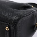 Salvatore Ferragamo Gancini Hand Bag Leather Black Gold Auth 136973-15