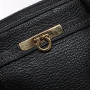 Salvatore Ferragamo Gancini Hand Bag Leather Black Gold Auth 136973-17