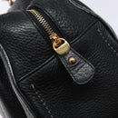 Salvatore Ferragamo Gancini Hand Bag Leather Black Gold Auth 136973-18