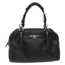 Salvatore Ferragamo Gancini Hand Bag Leather Black Gold Auth 136973-13