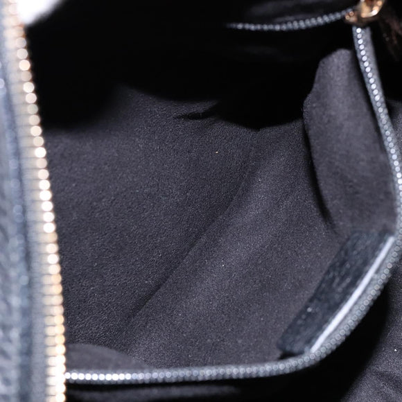 Salvatore Ferragamo Gancini Hand Bag Leather Black Gold Auth 136973