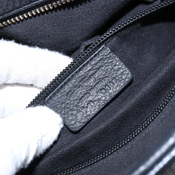 Salvatore Ferragamo Gancini Hand Bag Leather Black Gold Auth 136973