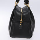 Salvatore Ferragamo Gancini Hand Bag Leather Black Gold Auth 136973-3