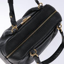 Salvatore Ferragamo Gancini Hand Bag Leather Black Gold Auth 136973-6