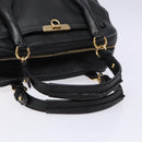 Salvatore Ferragamo Gancini Hand Bag Leather Black Gold Auth 136973-7