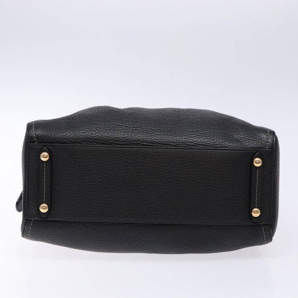 Salvatore Ferragamo Gancini Hand Bag Leather Black Gold Auth 136973